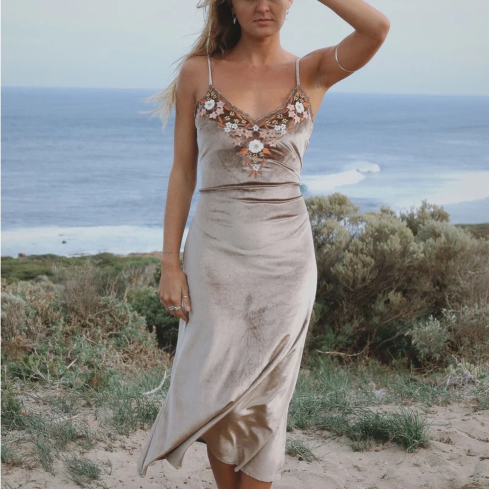 Barefoot Blonde Collection Velvet Midi Dress